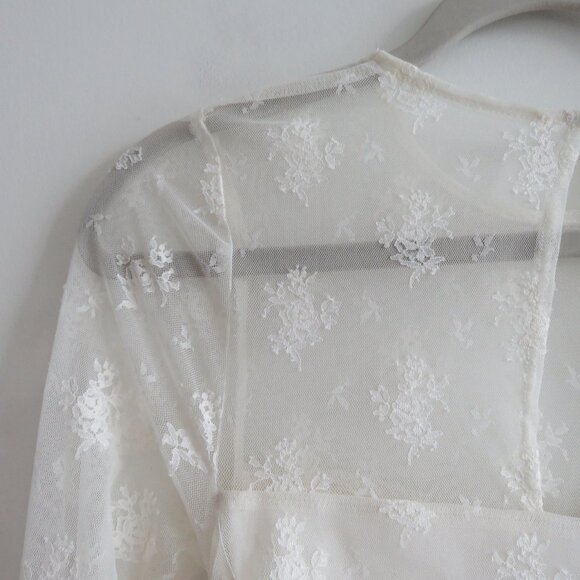 BHLDN Bailee White Lace Ruched Stretch Bodycon Dress Romantic Wedding Size S - Picture 13 of 14